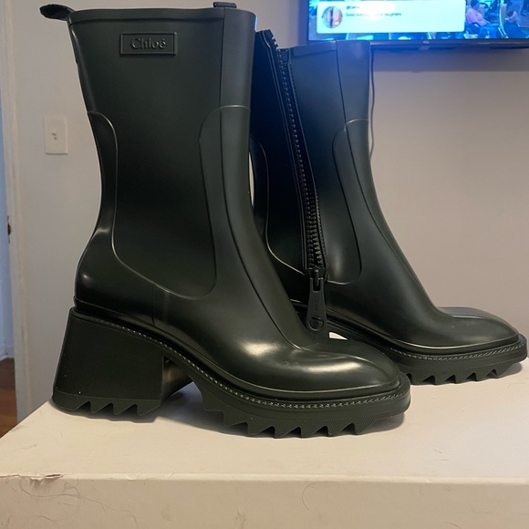 Chloe Dark Green Rain Boots - Picture 3 of 6